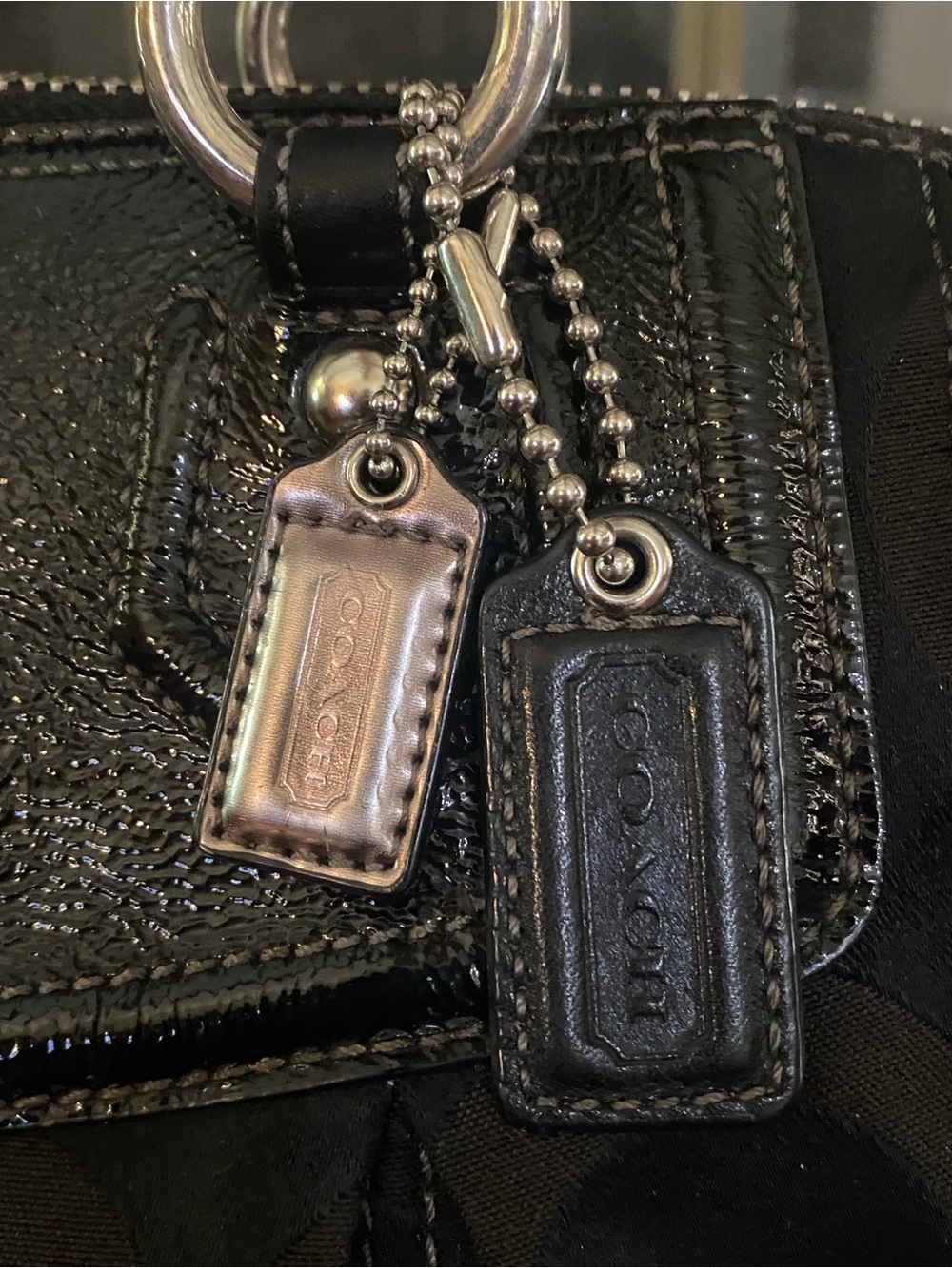 Coach Black Signature Jacquard Tote with Leather Accents -Y2K- non-smoker - Picture 11 of 16